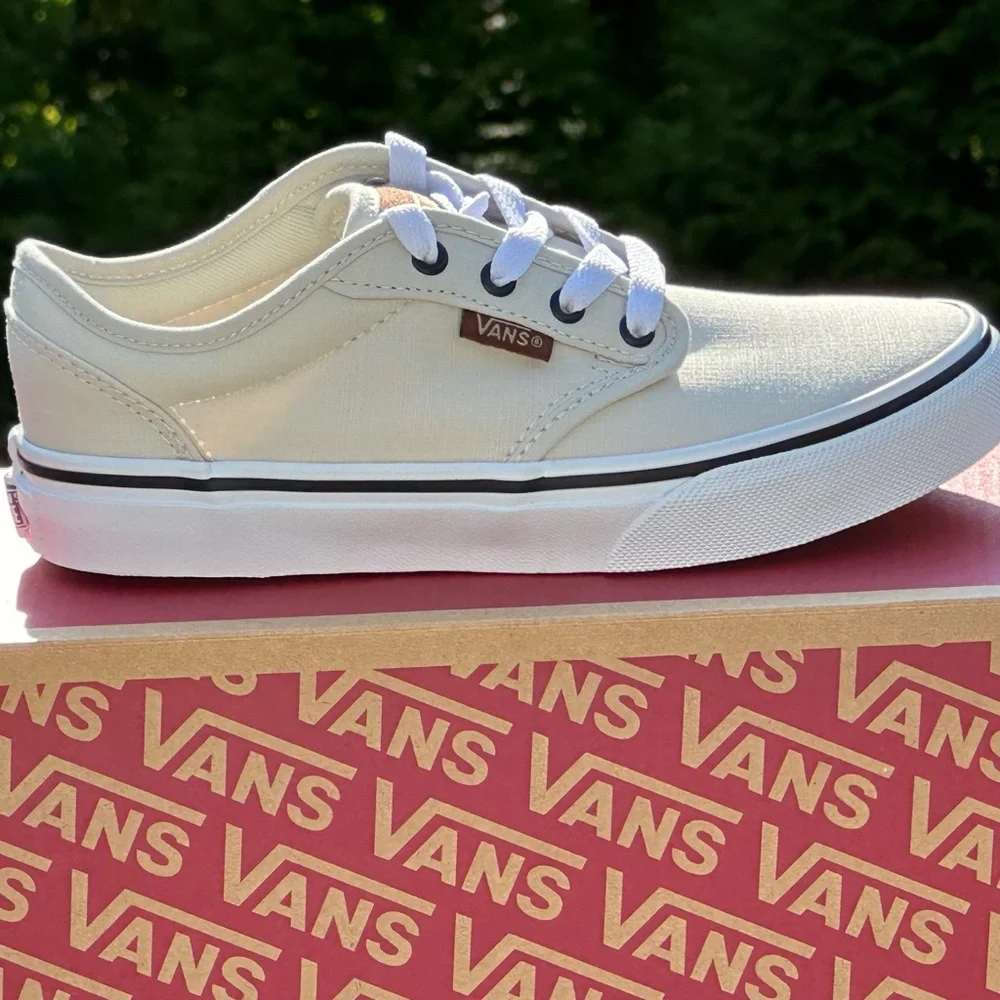 Vans Youth Unisex Atwood Casual Sneakers Beige Canvas Sizes 11K 12K 1Y 4Y 5Y NEW